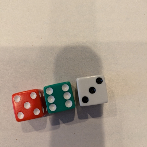 Set of three colored dice, great for math center games! - Picture 2 of 3